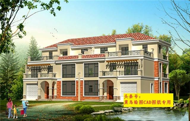 39萬建雙拼（單戶）別墅，2套造型方案、高檔大氣帶車庫大露臺