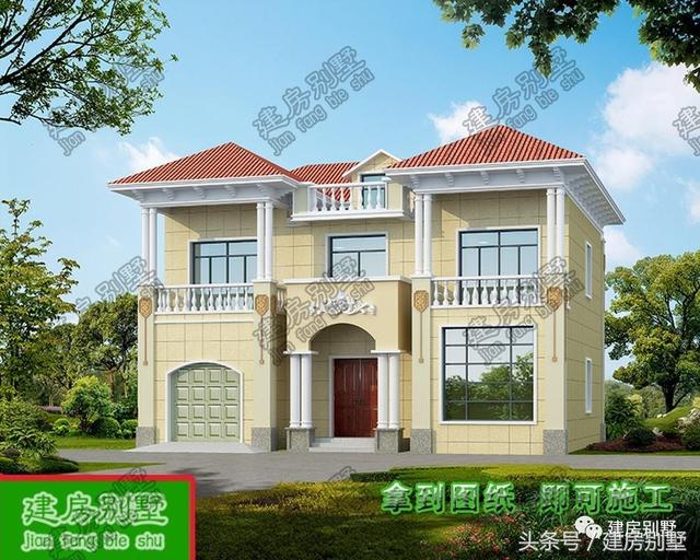 兩層帶車庫大氣別墅，一人建全村模仿建的圖紙設計