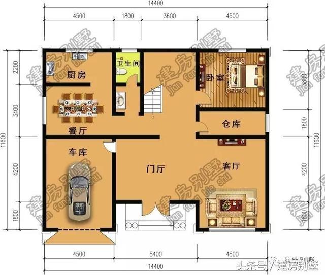 兩層帶車庫大氣別墅，一人建全村模仿建的圖紙設計