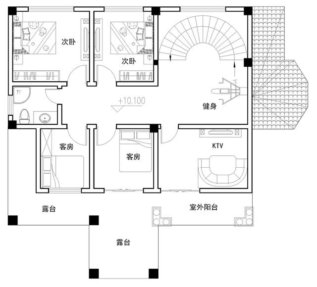 易蓋房圖紙：12X11米農(nóng)村別墅，挑空客廳+旋轉(zhuǎn)樓梯，戶型棒
