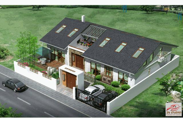 內(nèi)有天井上有天窗的二層別墅——24建筑設(shè)計(jì)案例