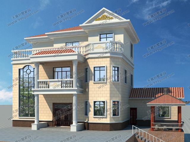 農(nóng)村自建三層田園別墅，18.8X9.8米別墅設(shè)計圖帶獨立廚房