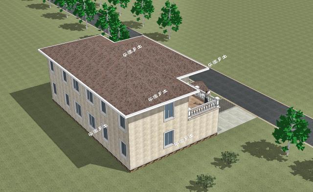 19.2x11.9米農(nóng)村二層簡(jiǎn)歐雙拼別墅，大露臺(tái)+車庫