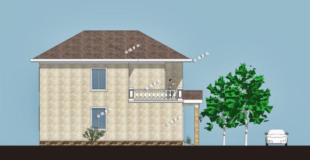 19.2x11.9米農(nóng)村二層簡(jiǎn)歐雙拼別墅，大露臺(tái)+車庫