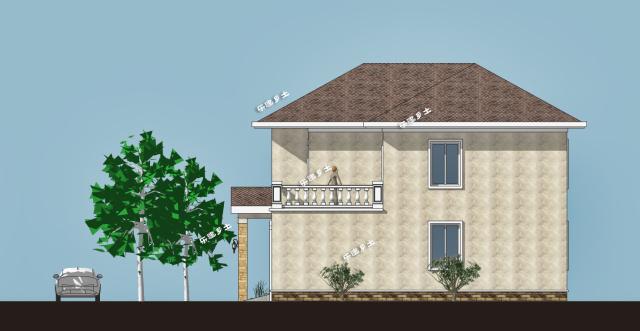 19.2x11.9米農(nóng)村二層簡(jiǎn)歐雙拼別墅，大露臺(tái)+車庫