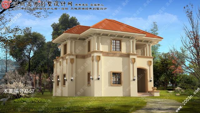 別墅外觀設(shè)計(jì)大全首層101平方米圖紙編號(hào)A157