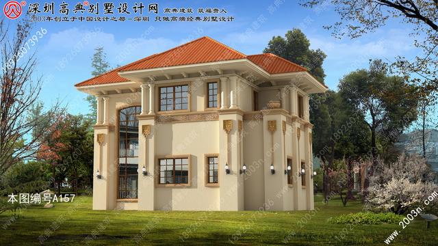 別墅外觀設(shè)計(jì)大全首層101平方米圖紙編號(hào)A157