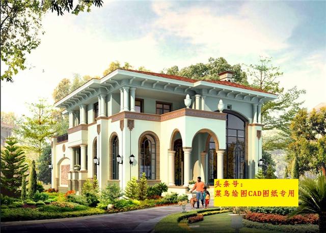 24萬建2層別墅！歐式別墅八角亭外觀設(shè)計，帶玄關(guān)、陽臺、露臺