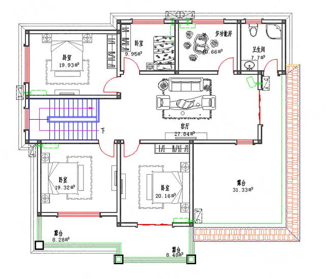 三層全套Cad別墅施工圖現(xiàn)代時(shí)尚四面開窗 3廳11室5衛(wèi)15×13帶多功能房棋牌室