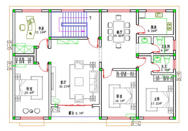 三層農(nóng)村自建房設(shè)計(jì)圖外觀簡(jiǎn)約時(shí)尚施工簡(jiǎn)單，有多個(gè)飄窗帶車庫主臥套間