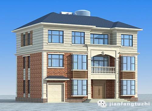 三層農(nóng)村自建房設(shè)計(jì)圖外觀簡(jiǎn)約時(shí)尚施工簡(jiǎn)單，有多個(gè)飄窗帶車庫主臥套間