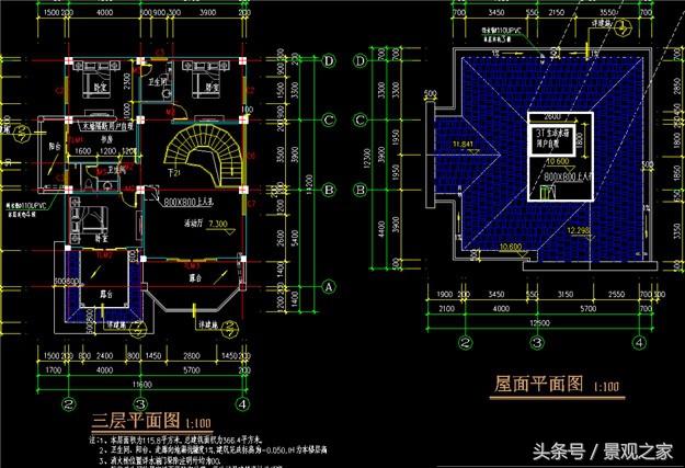 三層農(nóng)村別墅設(shè)計(jì)圖效果圖 完整自建房圖紙