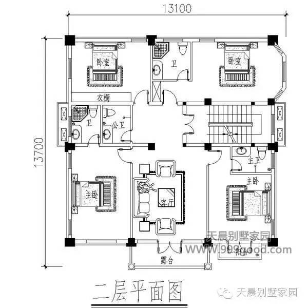 新農(nóng)村13.1X13.9米別墅設(shè)計(jì)圖，三層半豪華歐式風(fēng)！