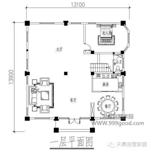 新農(nóng)村13.1X13.9米別墅設(shè)計(jì)圖，三層半豪華歐式風(fēng)！