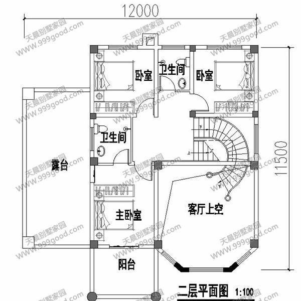 12X11.5米別墅設(shè)計(jì)圖，三層落地采光窗，歐式挑空設(shè)計(jì)！