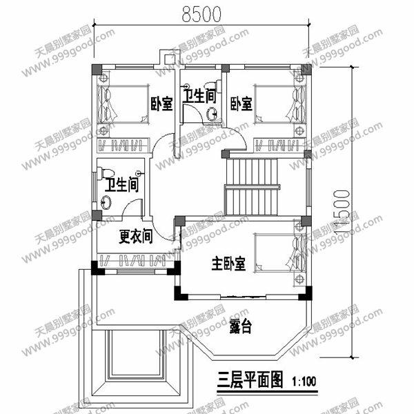 12X11.5米別墅設(shè)計(jì)圖，三層落地采光窗，歐式挑空設(shè)計(jì)！