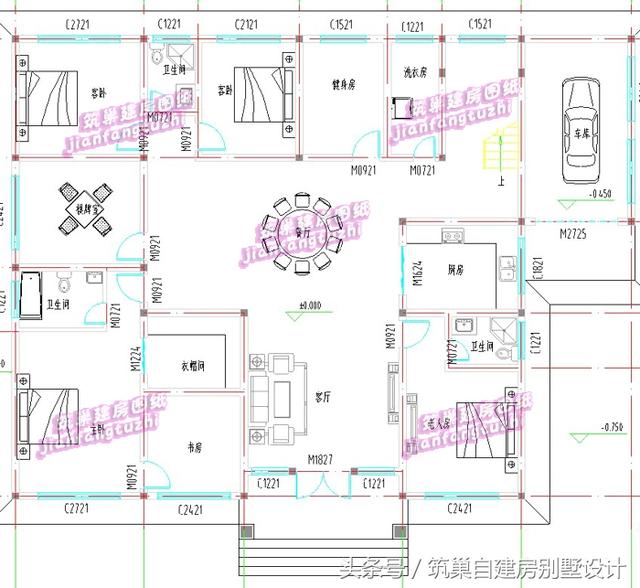 20萬2廳4臥一層農(nóng)村別墅設計效果圖，車庫+健身房+洗衣房，經(jīng)濟適用型自建房