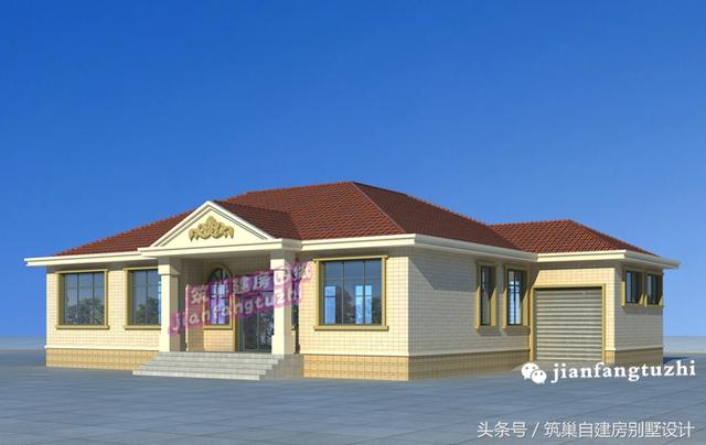 20萬2廳4臥一層農(nóng)村別墅設計效果圖，車庫+健身房+洗衣房，經(jīng)濟適用型自建房