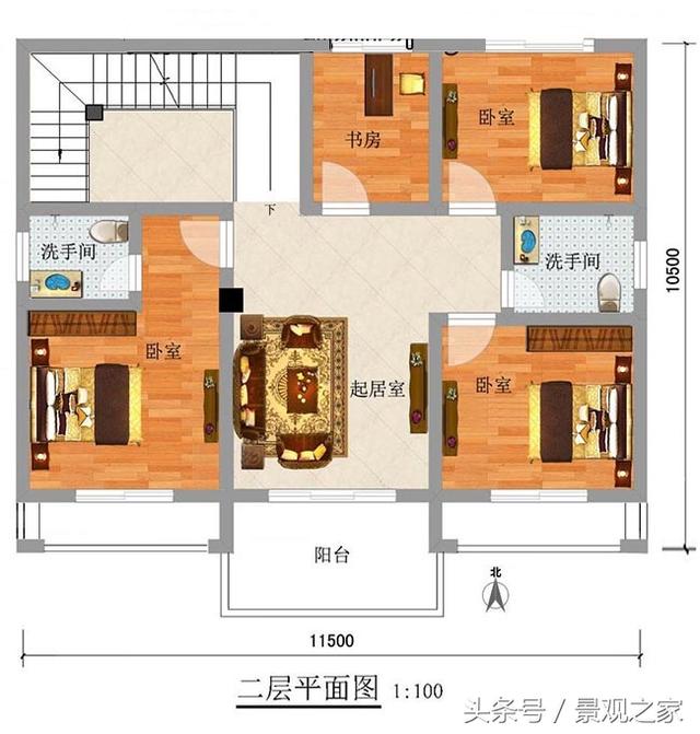 鄉(xiāng)村二層別墅設(shè)計(jì)圖，含外觀效果圖