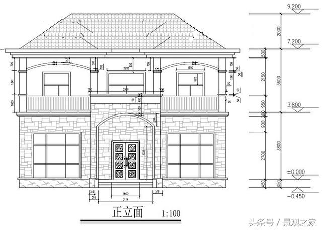 鄉(xiāng)村二層別墅設(shè)計(jì)圖，含外觀效果圖