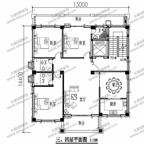 13X14.4米別墅設(shè)計(jì)圖，6層設(shè)計(jì)，農(nóng)村自建房也能高大上！