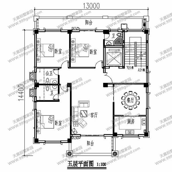 13X14.4米別墅設(shè)計(jì)圖，6層設(shè)計(jì)，農(nóng)村自建房也能高大上！