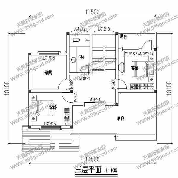 11.5X10.1米農(nóng)村別墅設(shè)計圖，布局實用，造價經(jīng)濟！