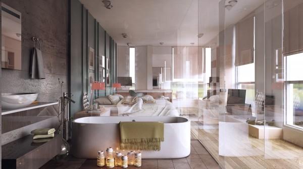 外國(guó)的浴室造在這種地方，太露了