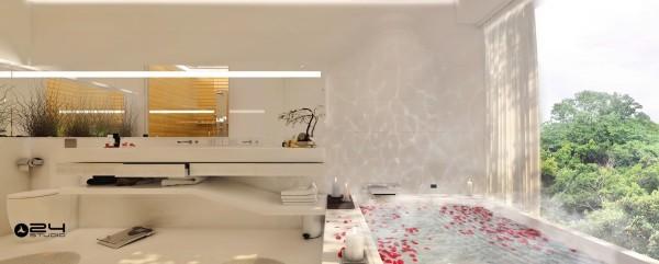 外國(guó)的浴室造在這種地方，太露了