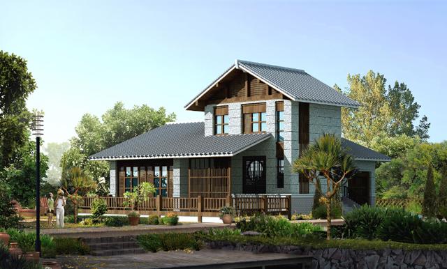 150平日式木架二層別墅設(shè)計(jì)圖 地下一層還有室內(nèi)溫泉