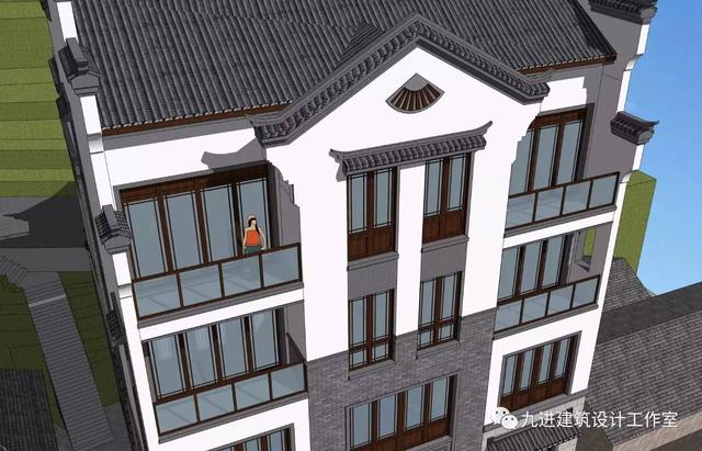 隱在山嶺川谷之中的徽式新民宅，雙大門高低層豪華休閑別墅