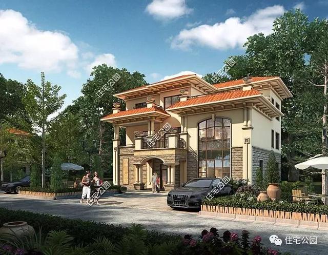 12X14米三層田園歐式別墅，旋轉(zhuǎn)樓梯帶大露臺(tái)，好看又實(shí)用！