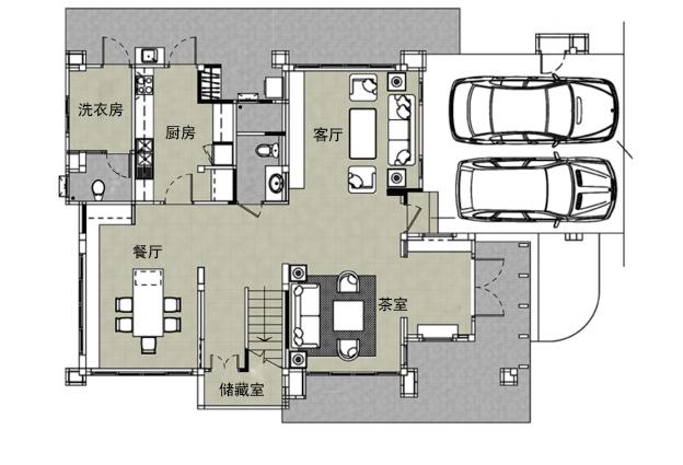 2層時(shí)尚別墅，3個(gè)套間，還有客廳、茶室！