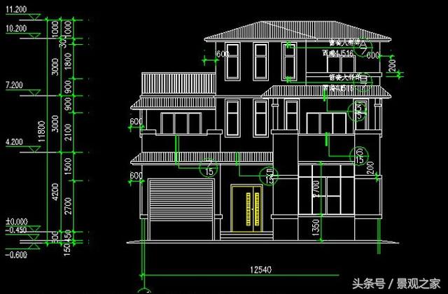 帶車庫三層房屋設(shè)計(jì)圖紙，新農(nóng)村自建房屋