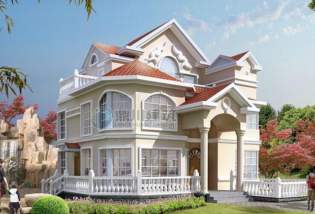 這三層優(yōu)雅小別墅一眼就愛上了，這造型建出來就成了村里一道風(fēng)景