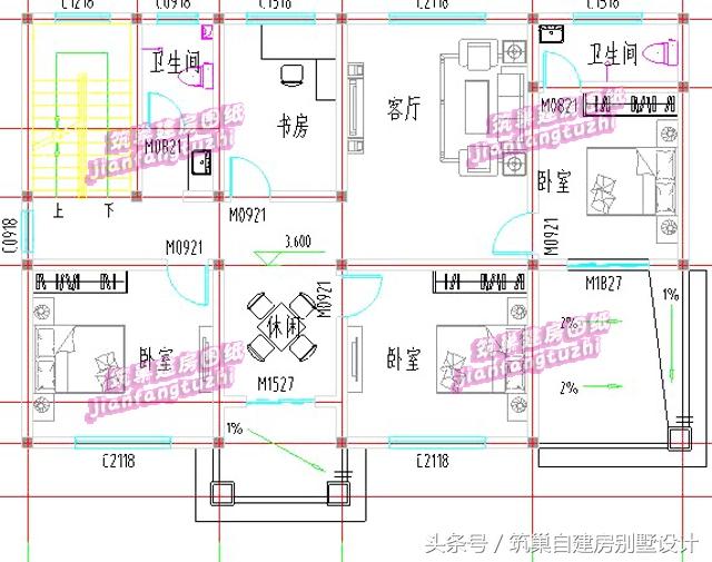 帶車庫磚混結(jié)構(gòu)三層農(nóng)村自建房別墅效果圖建筑圖，戶型簡約不簡單