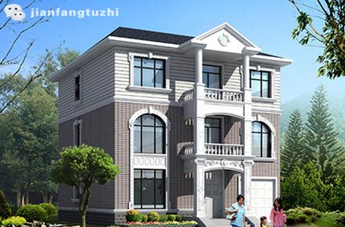 三層簡(jiǎn)約歐式框架結(jié)構(gòu)農(nóng)村自建房圖紙，易施工45萬(wàn)3廳6室12×12帶車庫(kù)活動(dòng)室