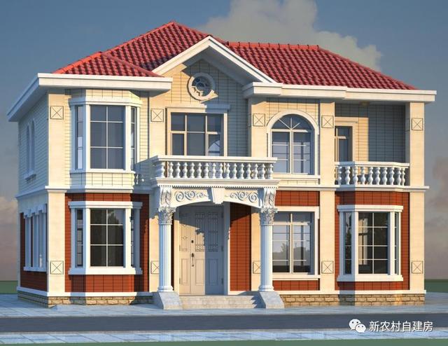 15x10米二層農(nóng)村別墅設(shè)計(jì)圖，8間臥室，含平面圖和立面圖