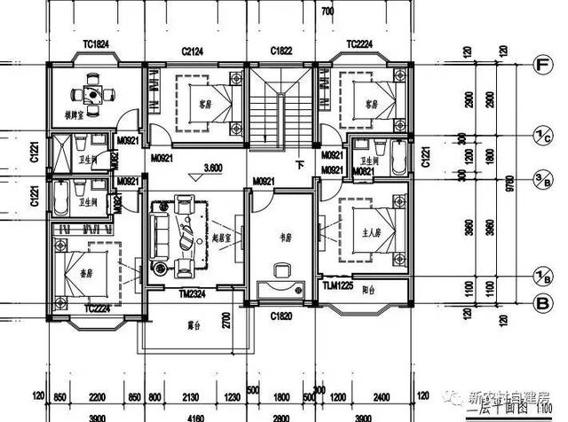 15x10米二層農(nóng)村別墅設(shè)計(jì)圖，8間臥室，含平面圖和立面圖