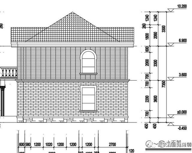 15x10米二層農(nóng)村別墅設(shè)計(jì)圖，8間臥室，含平面圖和立面圖