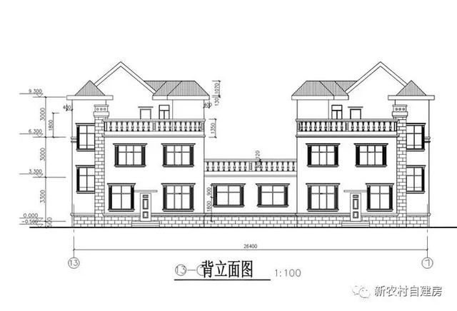三層農(nóng)村別墅設(shè)計(jì)圖，造價32萬，可獨(dú)棟雙拼自由組合