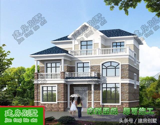 開間12，進深11.5兩層半別墅圖紙，有書房還有大露臺