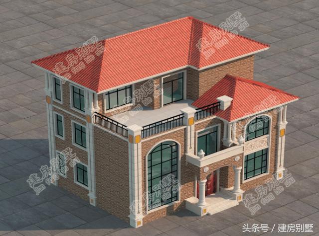 13米x9.8米三層農(nóng)村自建別墅，農(nóng)村歐式風正在興起