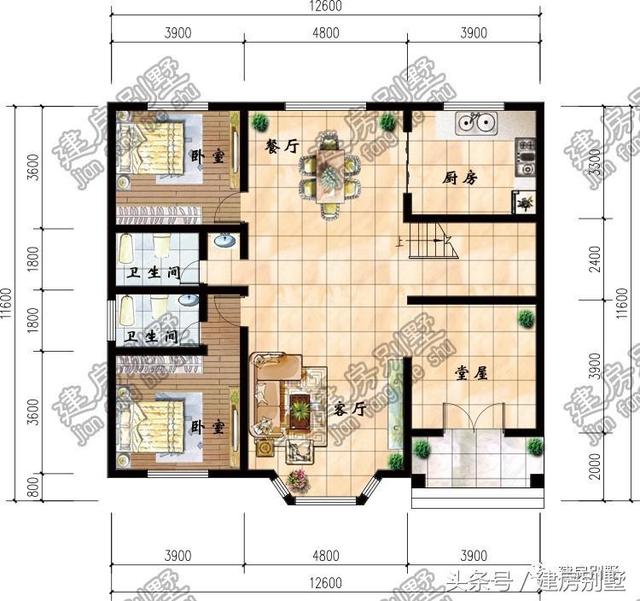 12.6×11.6米二層農(nóng)村別墅，老爸老媽喜歡的不得了