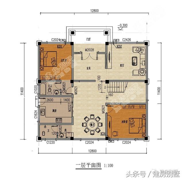 12.8×11.4米三層農(nóng)村別墅，多少人盼了一輩子就為這套房