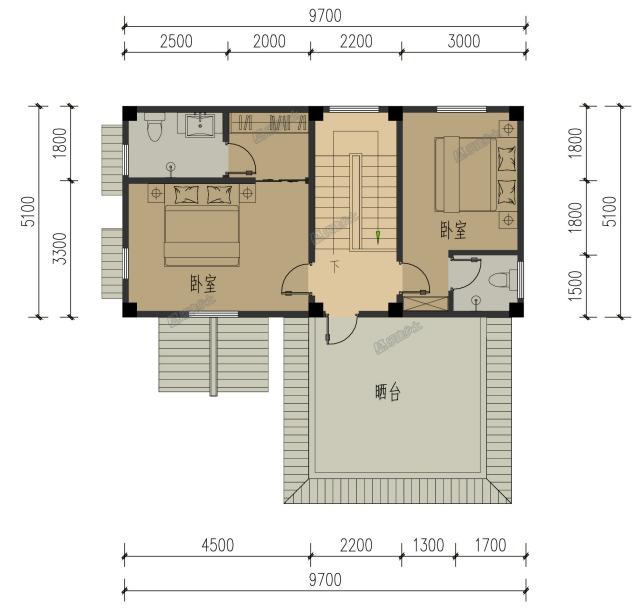 9.7x9米二層中式住宅，小巧不小氣