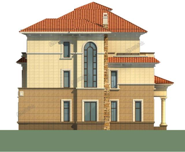 三層帶地下室歐式別墅，采光井設計改善地下室環(huán)境