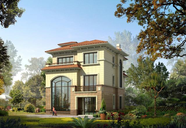 三層帶地下室歐式別墅，采光井設計改善地下室環(huán)境