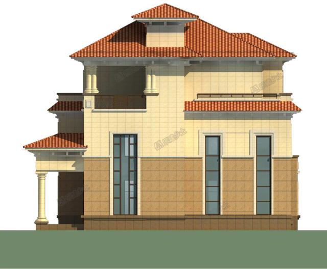 三層帶地下室歐式別墅，采光井設計改善地下室環(huán)境