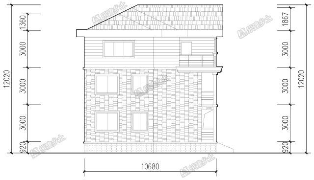 18x11米三層簡歐雙拼別墅，內(nèi)部完全對稱，外觀整體感強